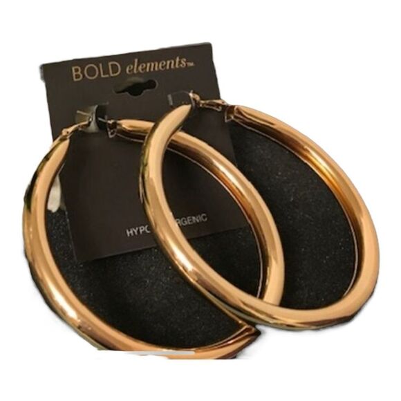 🌼🌼Bold elements imitation  gold hoop earrings.  NWT🌼🌼 - Picture 2 of 2